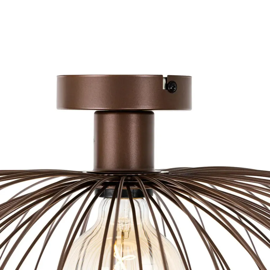Qazqa plafondlampen pua bruin e27