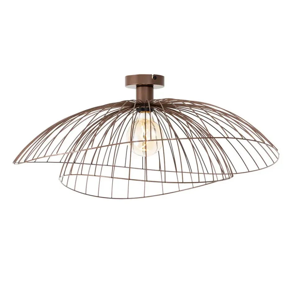 Qazqa plafondlampen pua bruin e27