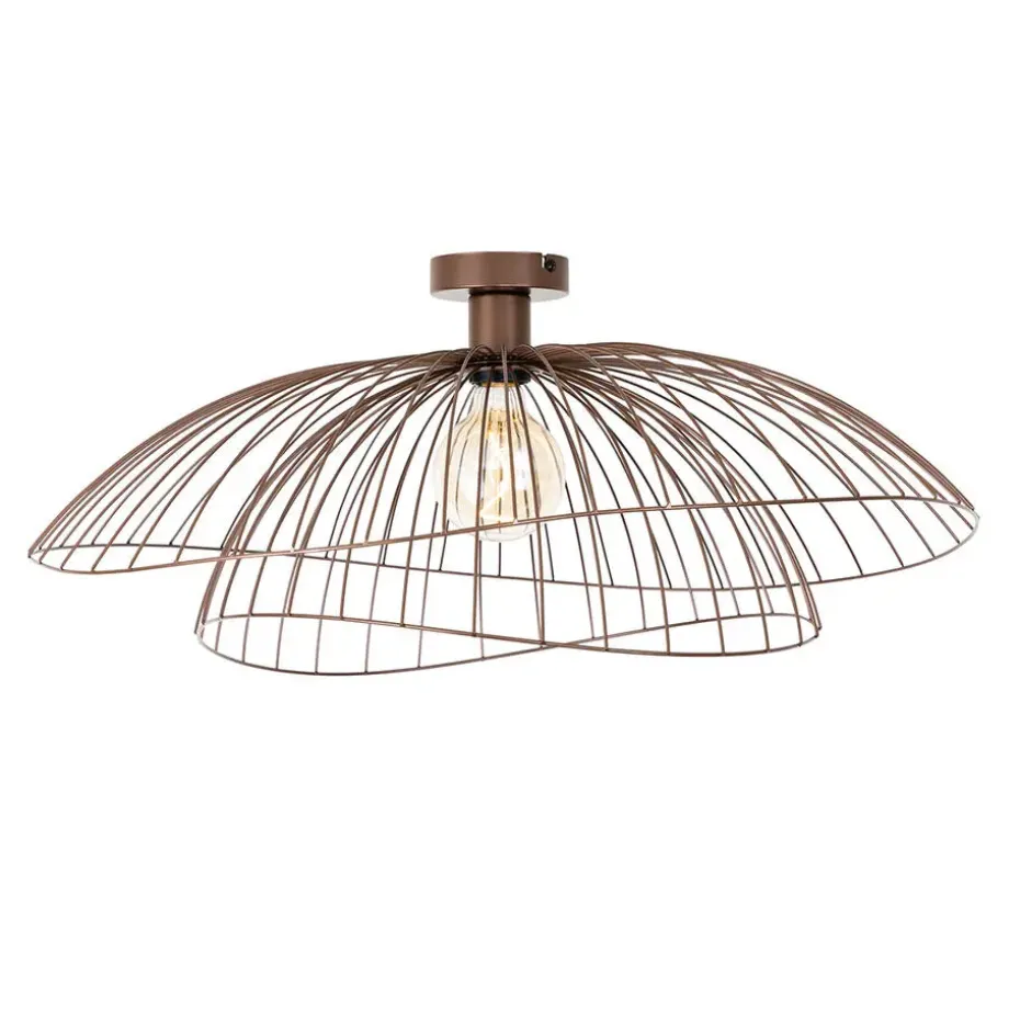 Qazqa plafondlampen pua bruin e27