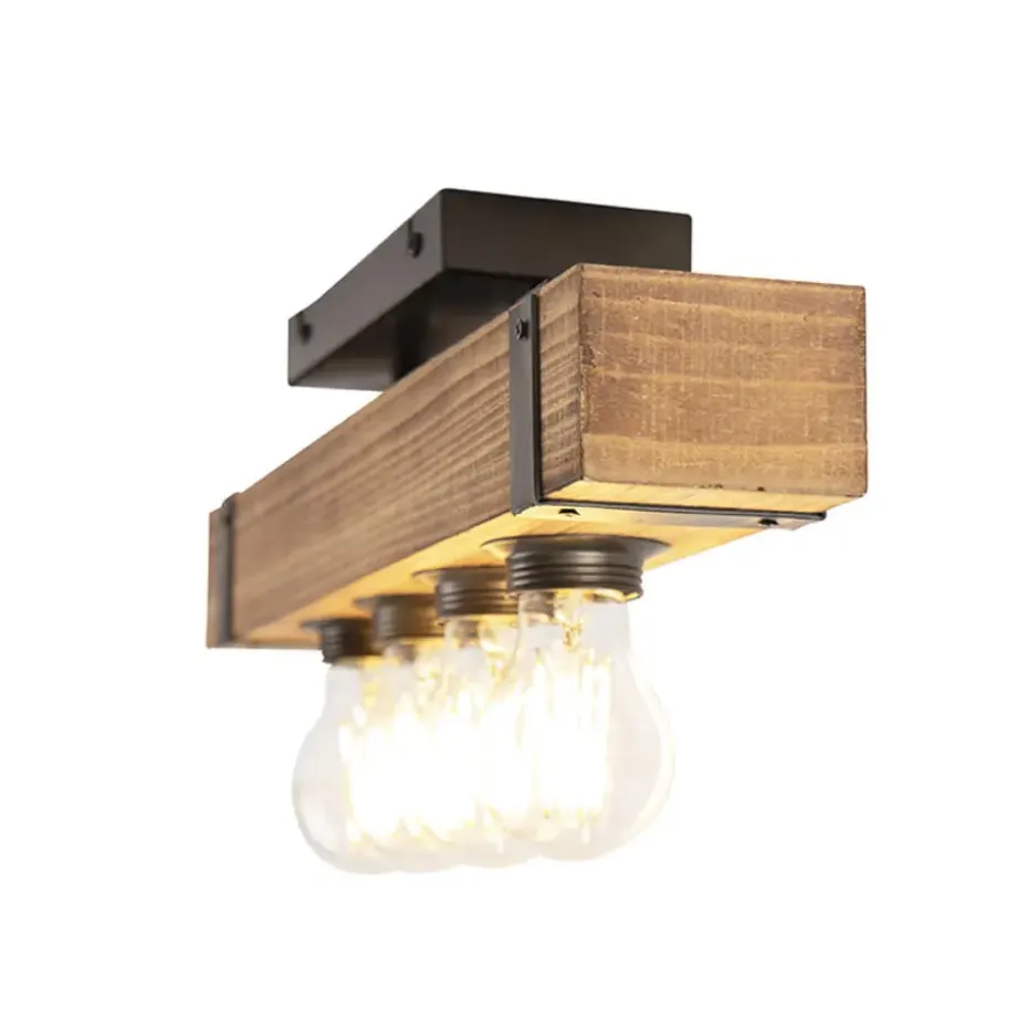 Qazqa plafondlampen reena bruin e27