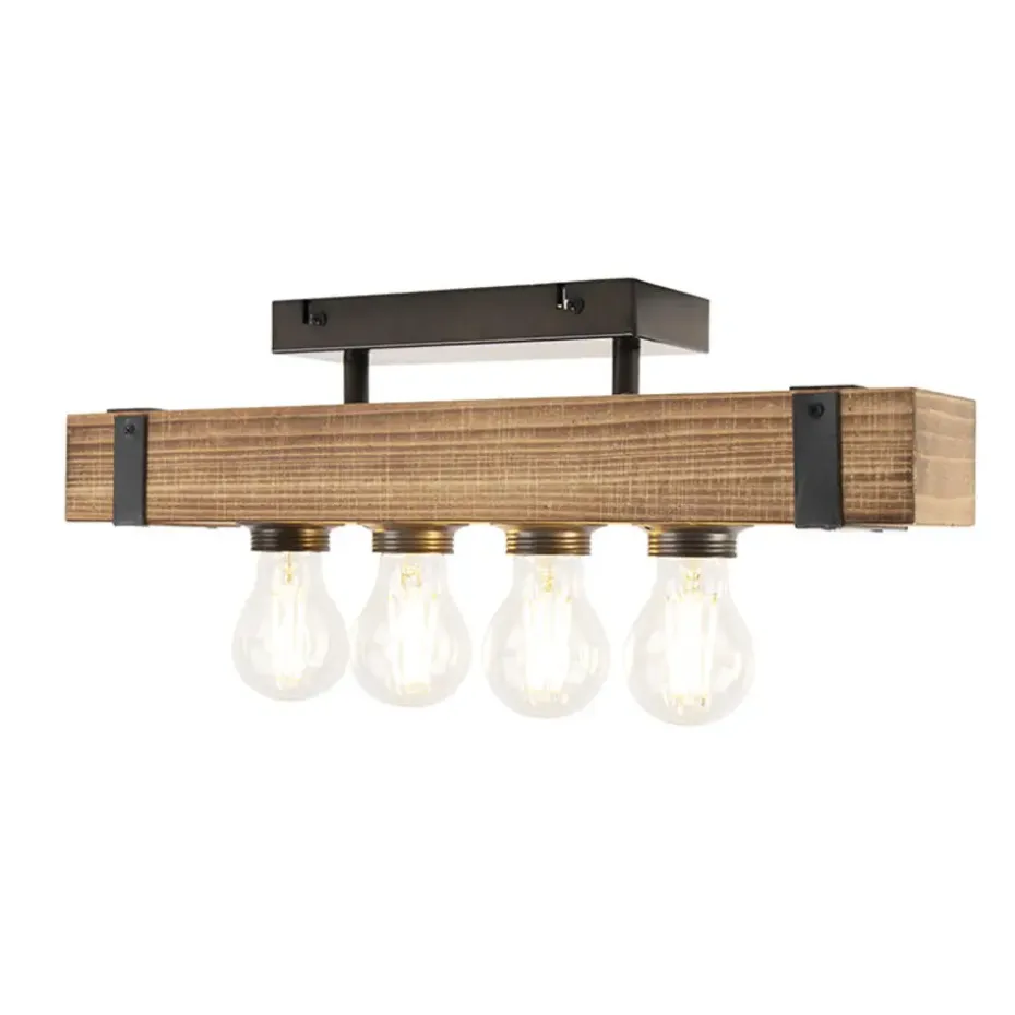 Qazqa plafondlampen reena bruin e27