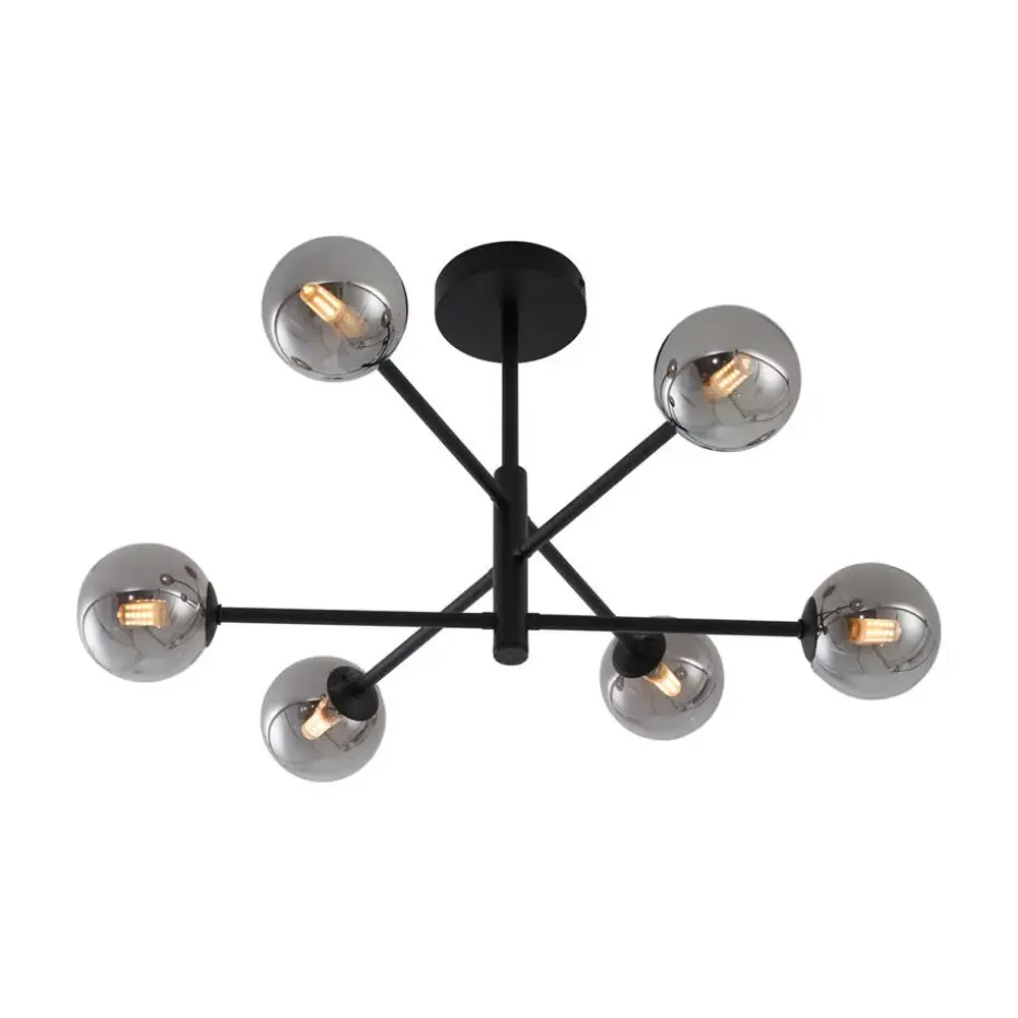 Qazqa plafondlampen ryan zwart g9