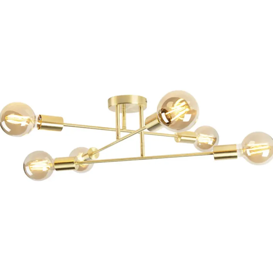 Qazqa plafondlampen sydney goudkleurig e27
