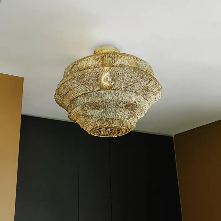Qazqa plafondlampen vadi goudkleurig e27