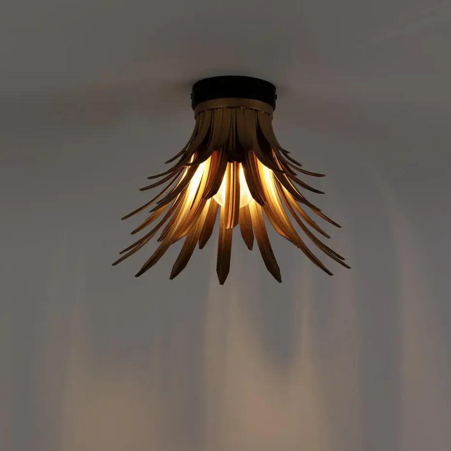 Qazqa plafondlampen wesley goudkleurig e27
