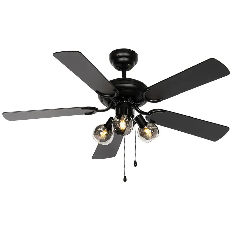 Qazqa plafondventilatoren mistral zwart e14
