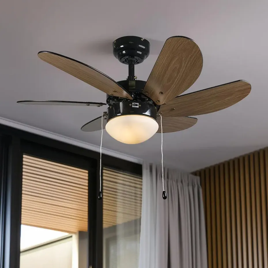 Qazqa plafondventilatoren fresh zwart e14