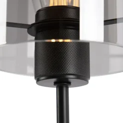 Qazqa tafellampen dome zwart e27