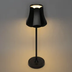 Qazqa tafellampen granny retro zwart geïntegreerde led