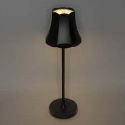 Qazqa tafellampen granny retro zwart geïntegreerde led
