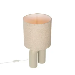 Qazqa tafellampen lotti beige e27