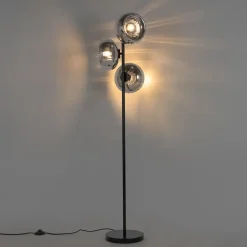 Qazqa vloerlampen ayesha zwart e27