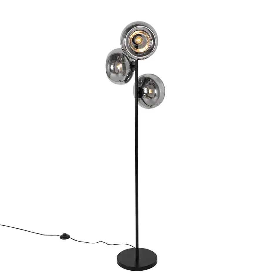 Qazqa vloerlampen ayesha zwart e27