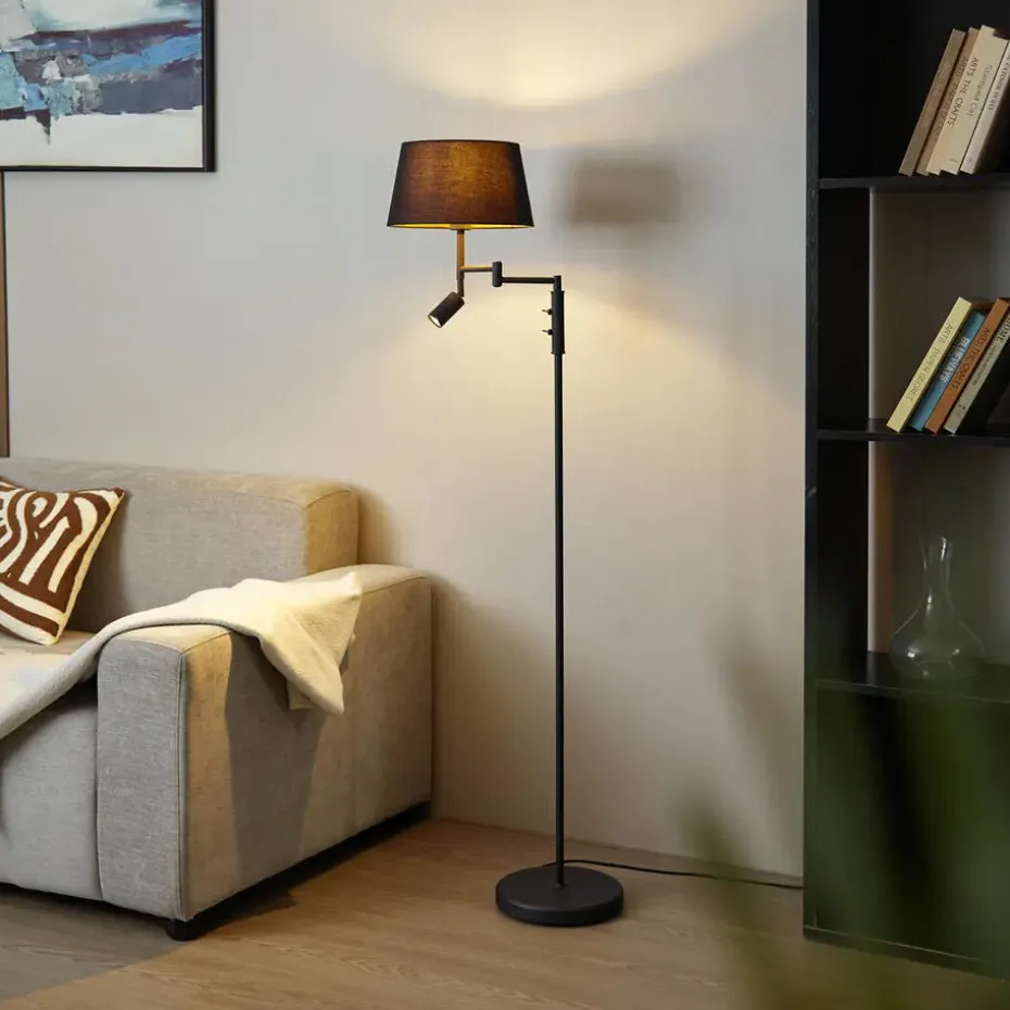 Qazqa vloerlampen ladas zwart e27