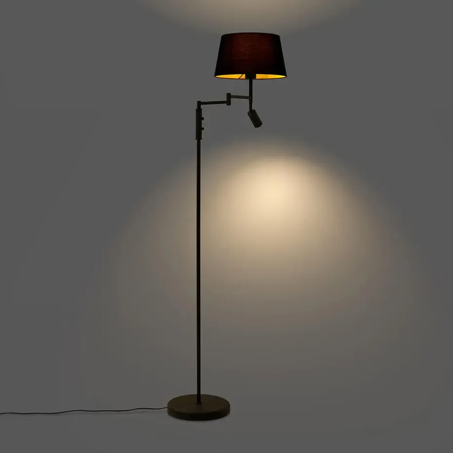 Qazqa vloerlampen ladas zwart e27