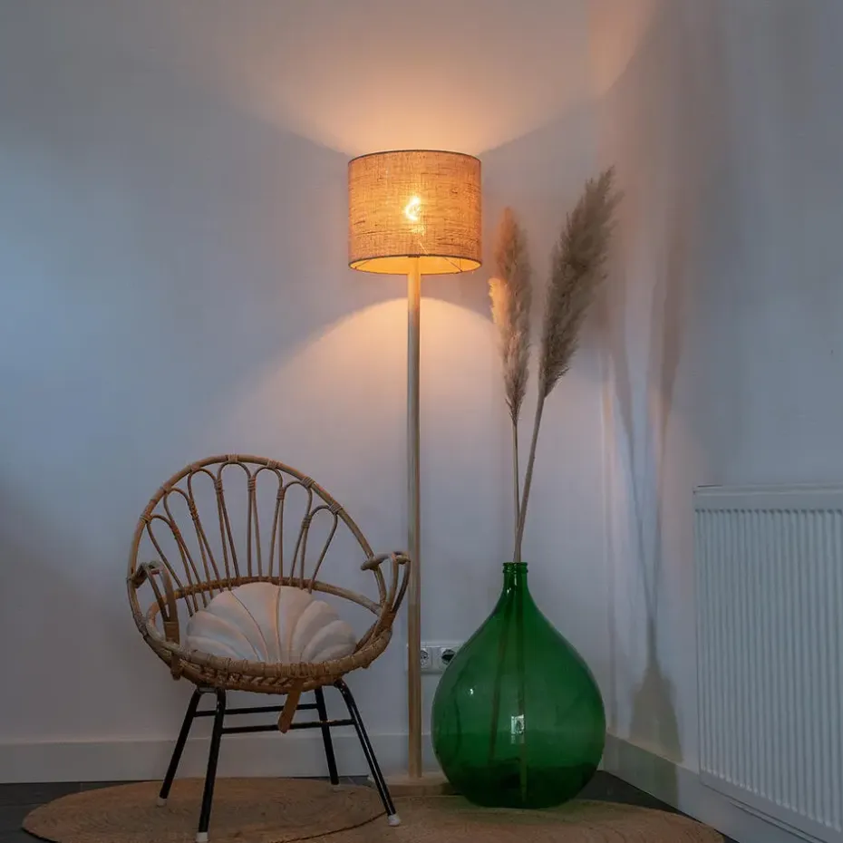 Qazqa vloerlampen mels crème e27