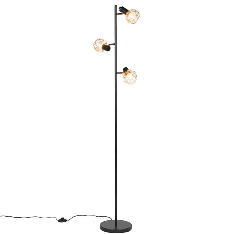 Qazqa vloerlampen mesh bruin e14