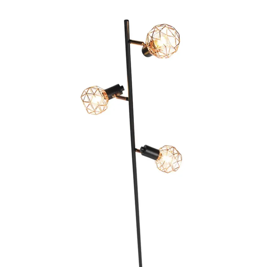Qazqa vloerlampen mesh bruin e14