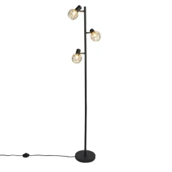 Qazqa vloerlampen mesh goudkleurig e14