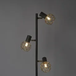 Qazqa vloerlampen mesh goudkleurig e14