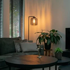 Qazqa vloerlampen qara zwart e27
