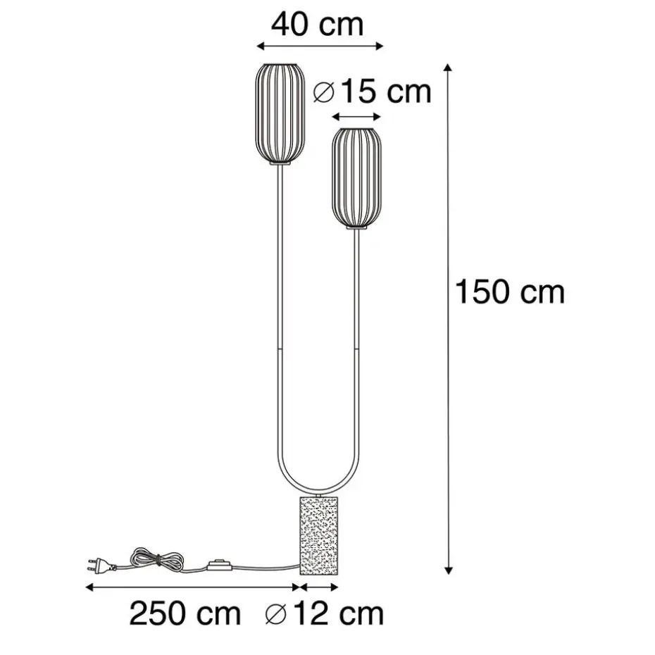 Qazqa vloerlampen rid zwart e27