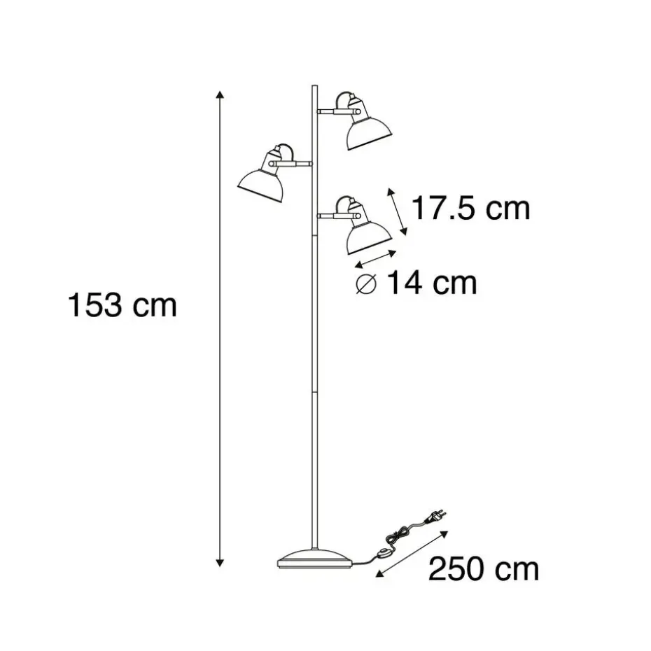 Qazqa vloerlampen tommy zwart e14