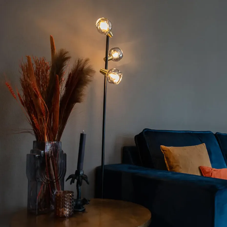 Qazqa vloerlampen vidro goudkleurig e14