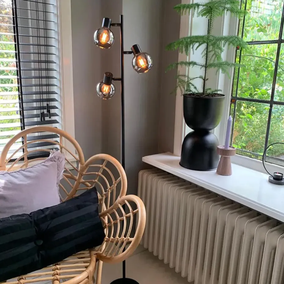 Qazqa vloerlampen vidro zwart e14