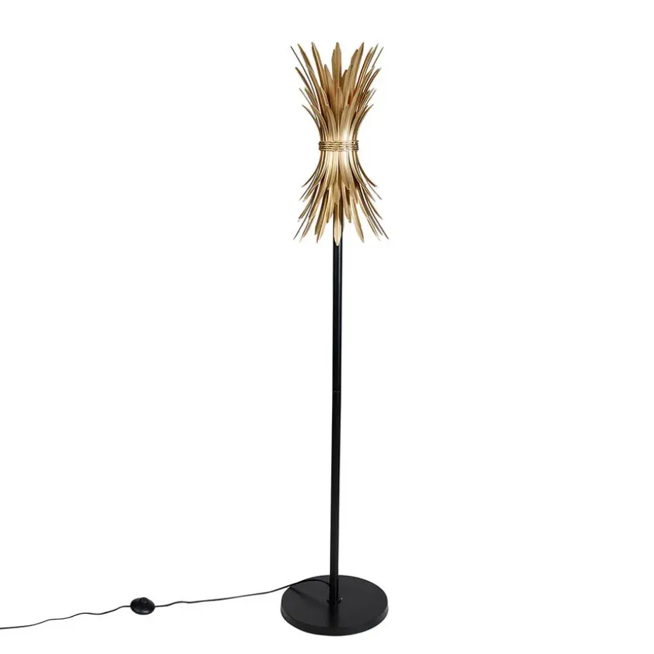 Qazqa vloerlampen wesley goudkleurig e27