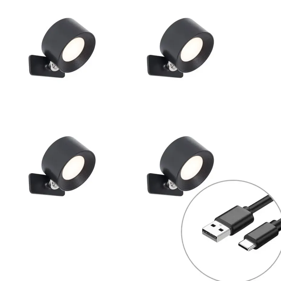 Qazqa wandlampen bright zwart geïntegreerde led