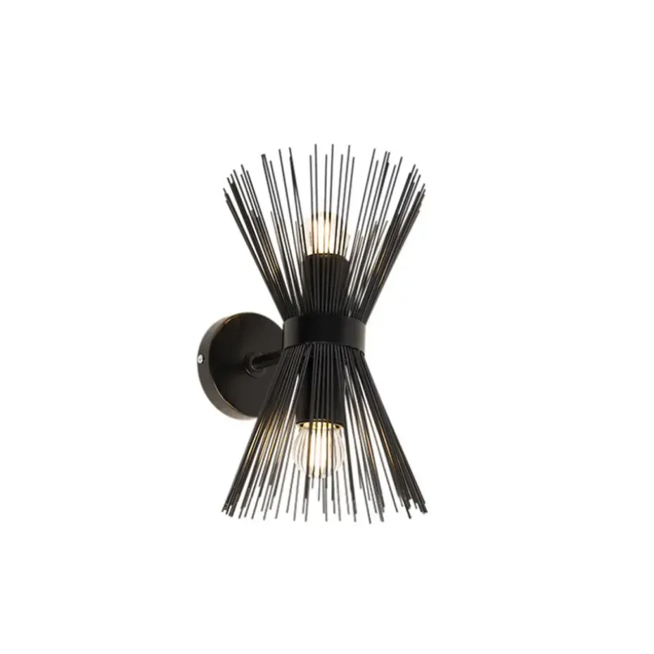 Qazqa wandlampen broom zwart e27