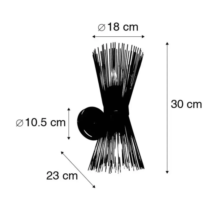 Qazqa wandlampen broom zwart e27
