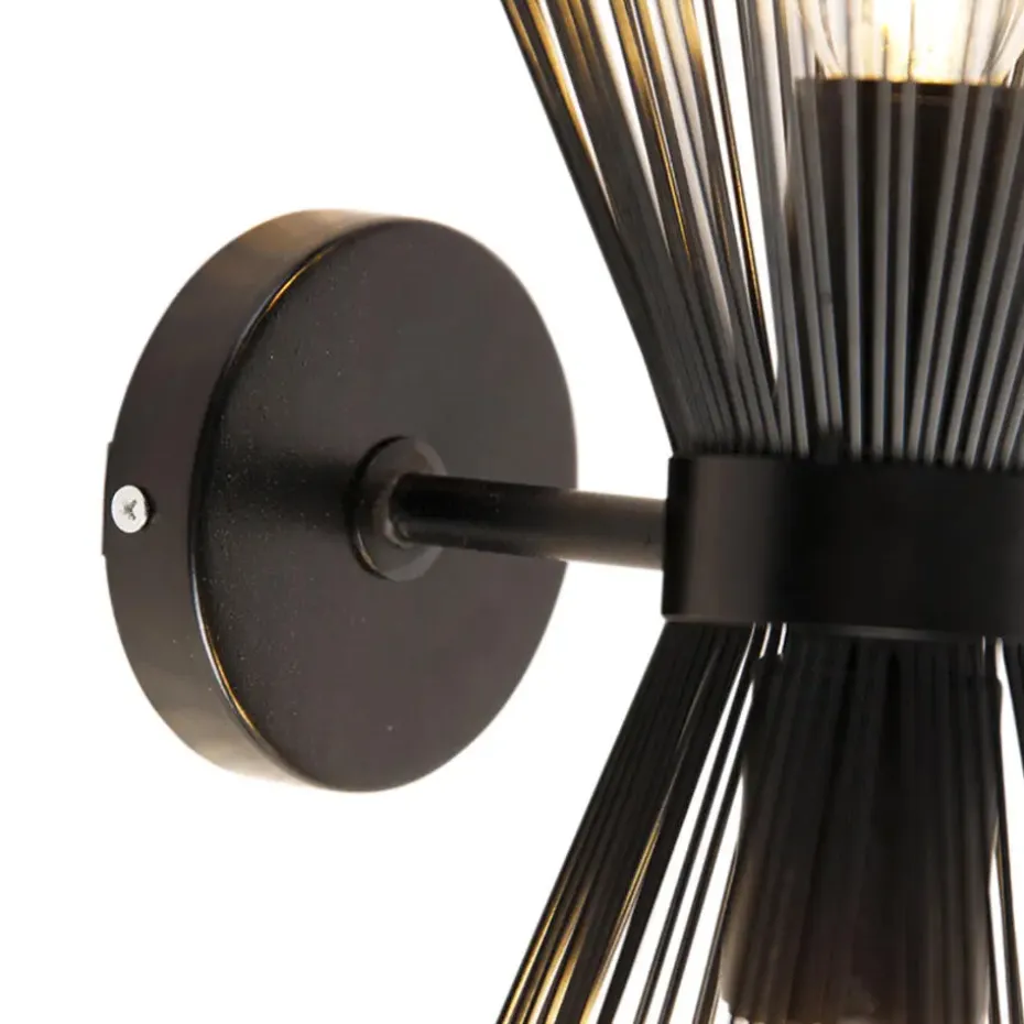 Qazqa wandlampen broom zwart e27