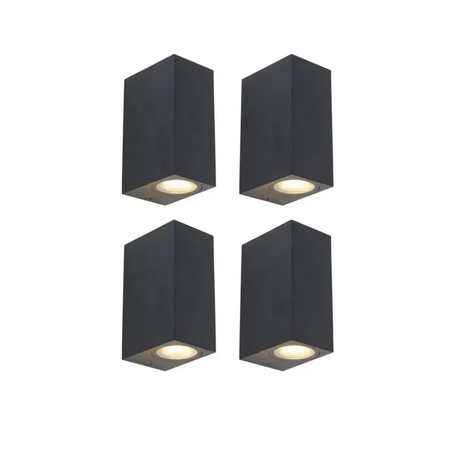Qazqa wandlampen buiten baleno zwart gu10