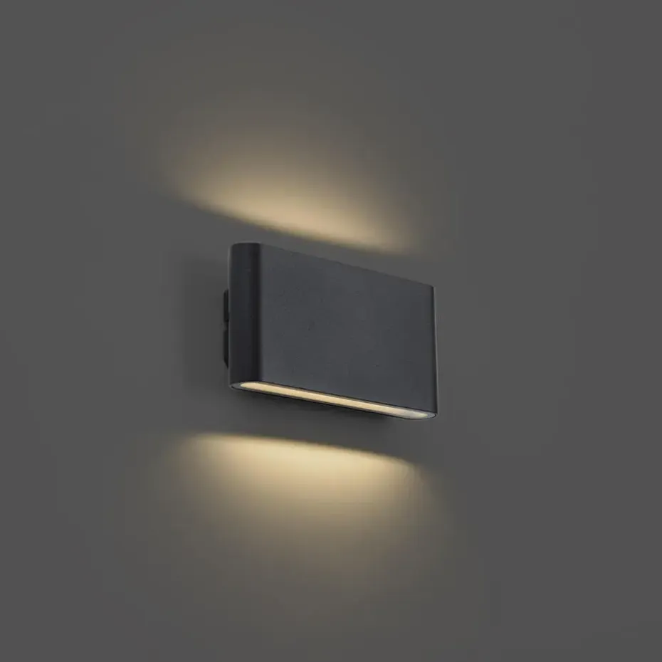 Qazqa wandlampen buiten batt zwart geïntegreerde led