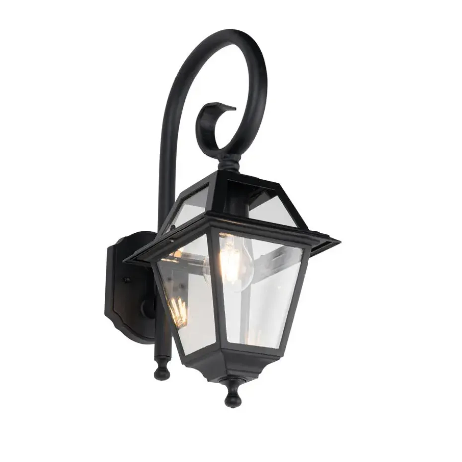 Qazqa wandlampen buiten berta zwart e27