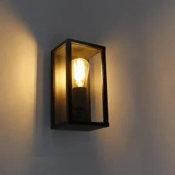 Qazqa wandlampen buiten charlois zwart e27