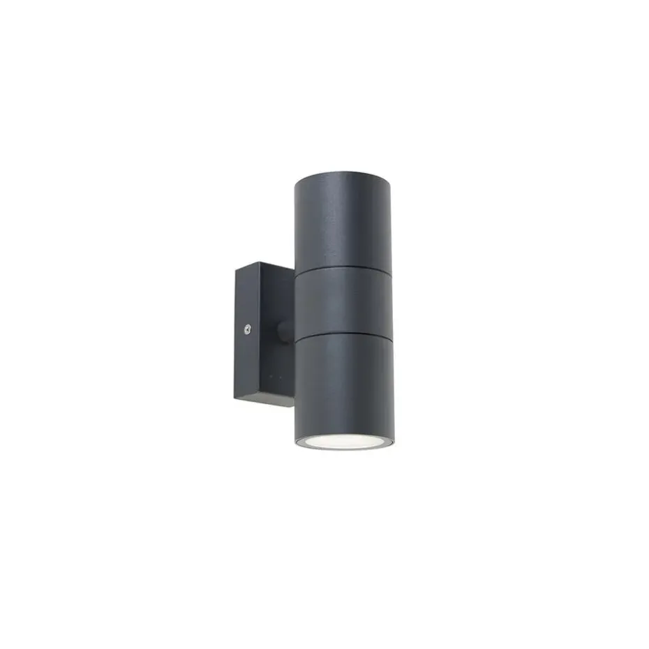 Qazqa wandlampen buiten duo grijs gu10