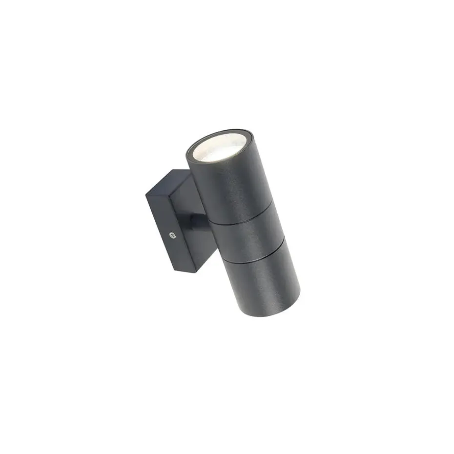 Qazqa wandlampen buiten duo grijs gu10