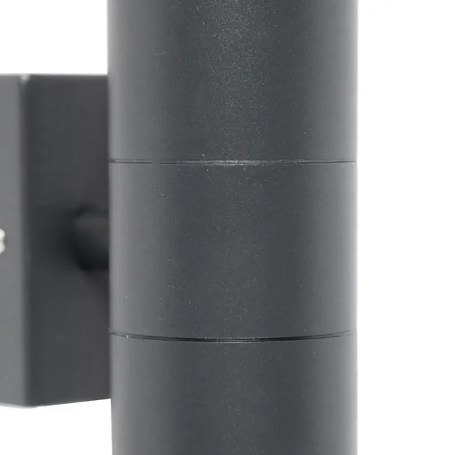 Qazqa wandlampen buiten duo grijs gu10