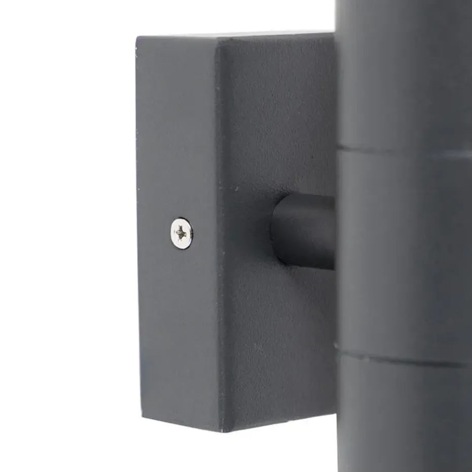 Qazqa wandlampen buiten duo grijs gu10