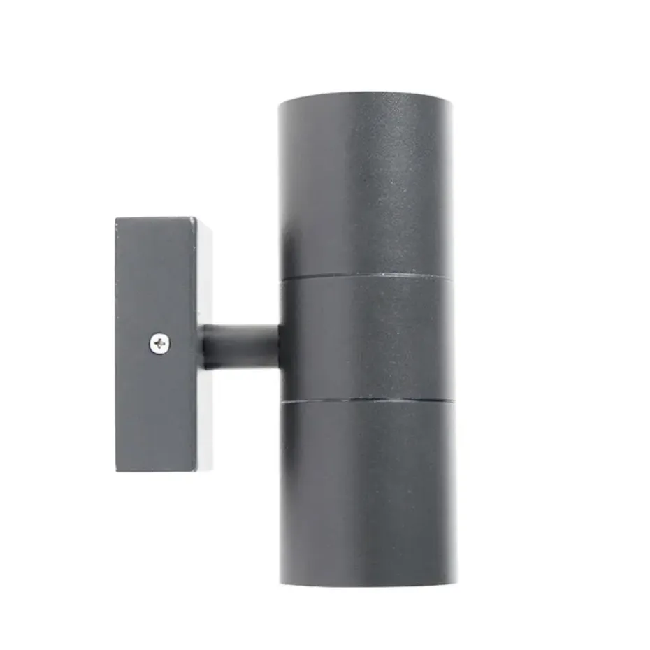 Qazqa wandlampen buiten duo grijs gu10