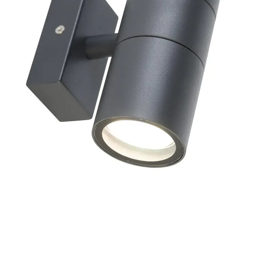 Qazqa wandlampen buiten duo grijs gu10