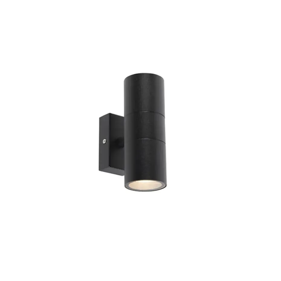 Qazqa wandlampen buiten duo zwart gu10
