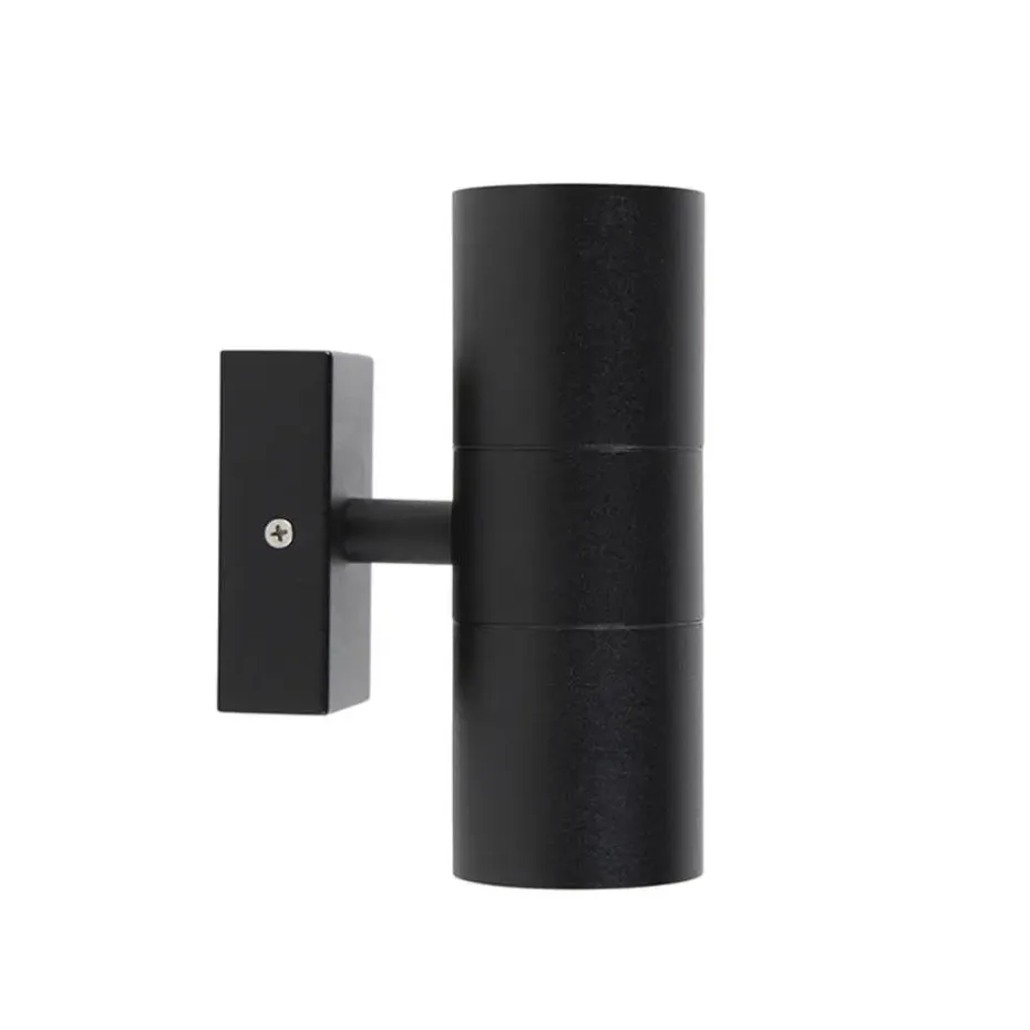 Qazqa wandlampen buiten duo zwart gu10