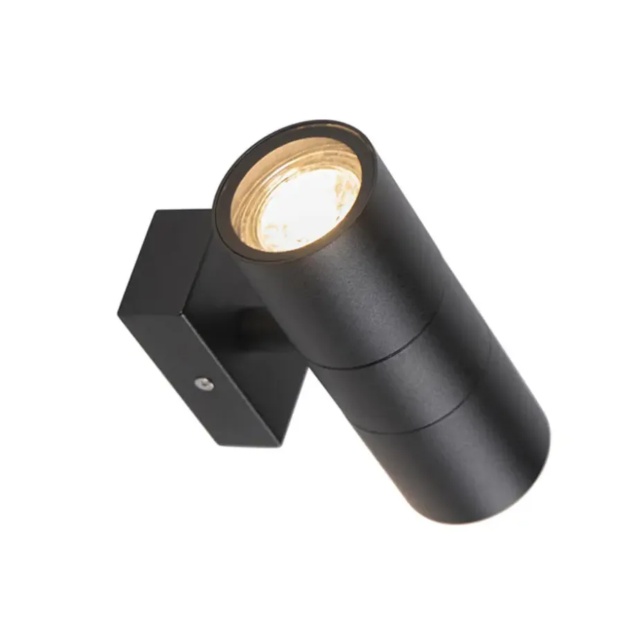 Qazqa wandlampen buiten duo zwart gu10