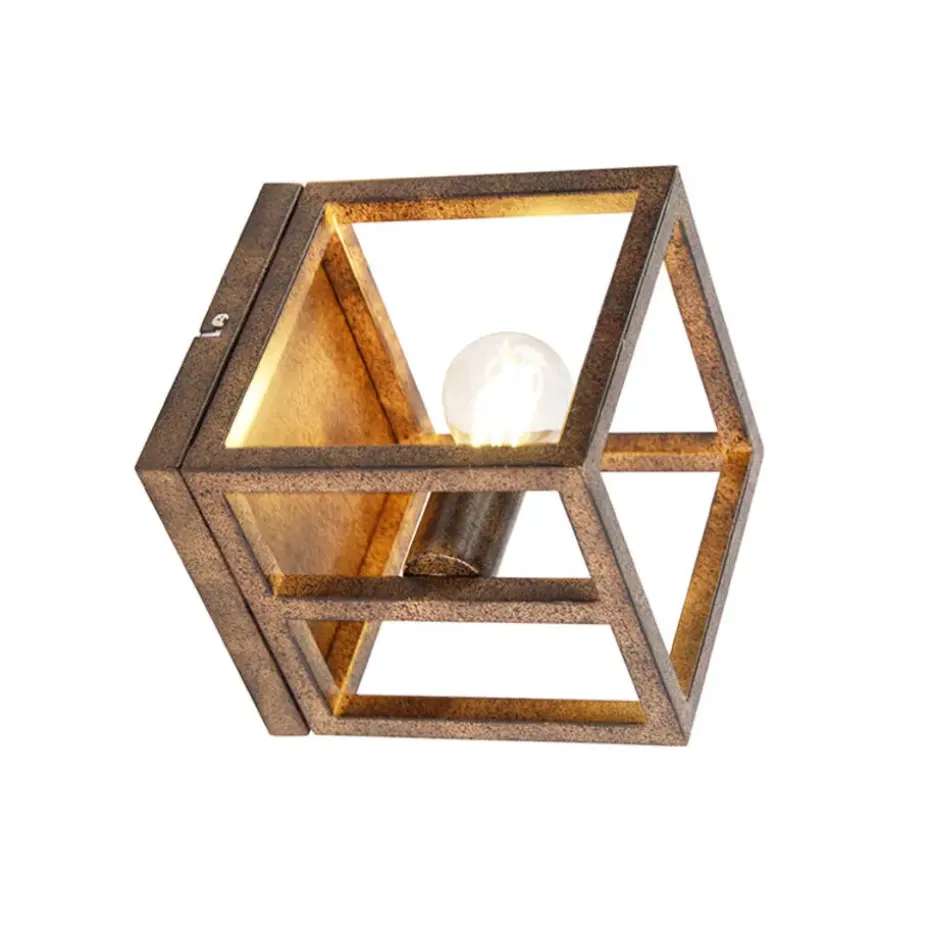 Qazqa wandlampen cage bruin e27