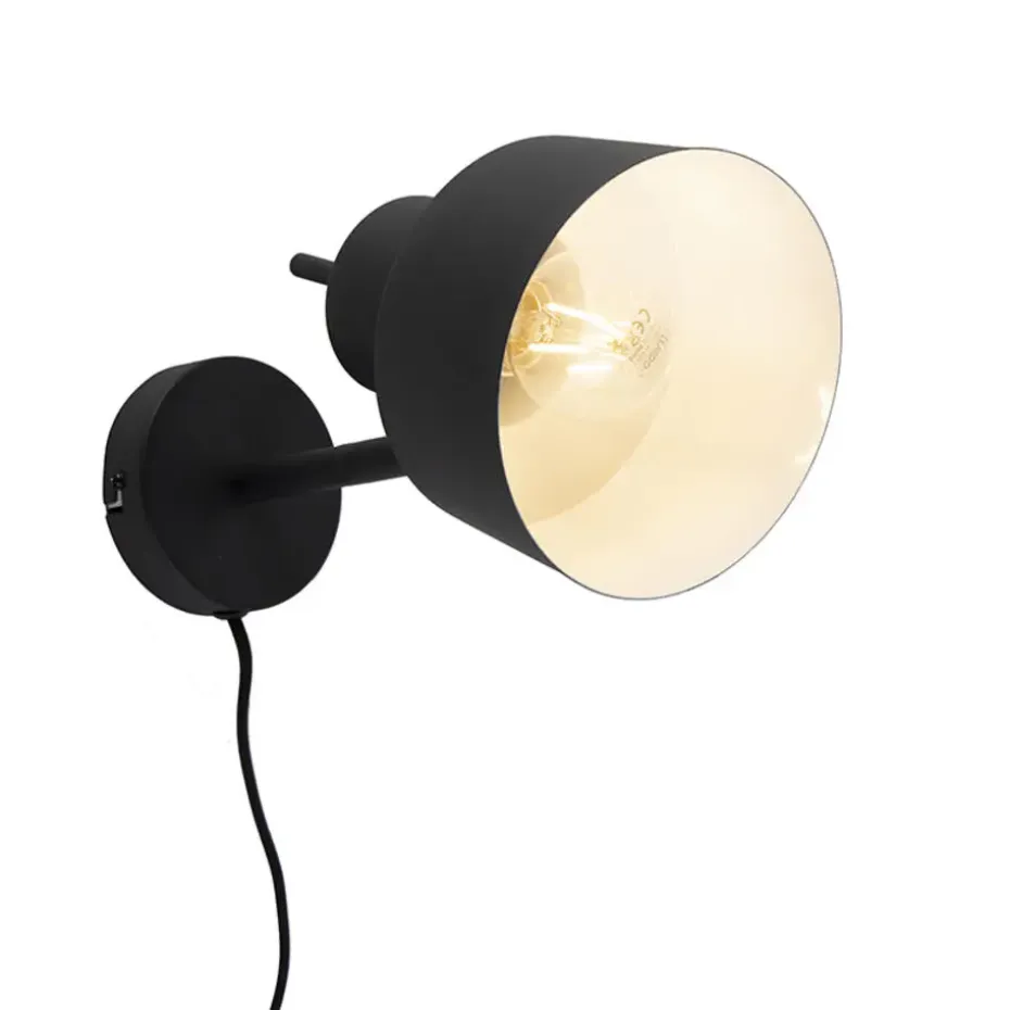 Qazqa wandlampen chappie zwart e27