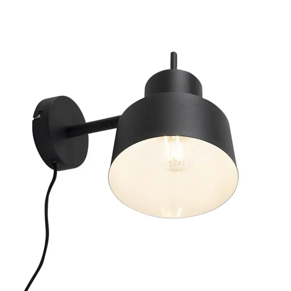 Qazqa wandlampen chappie zwart e27